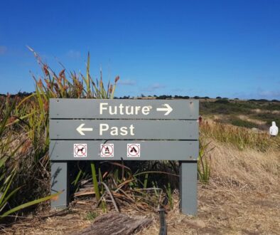 Signpost indicating future and past directions.