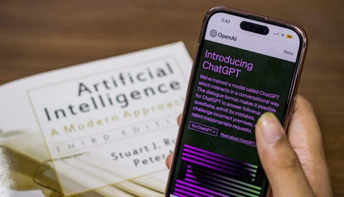 Phone displaying ChatGPT introduction text