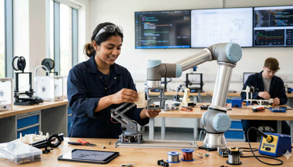 ARCSA student working with robotic arm